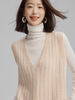Women Cashmere V-neck Contrasting Colors Tank Top