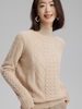 Women Cashmere Half Turtleneck Cable Sweater