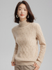 Women Cashmere Turtleneck Cable Sweater