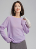Women Cashmere Light Round Neck Raglan Shoulder Cable Sweater