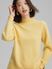Women Cashmere Half Turtleneck Sweater with Cuff Split