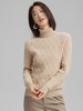 Women Cashmere Turtleneck Cable Sweater