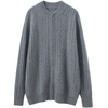 Men 100% Cashmere Thick Zip-up Cable Sweater for A/W