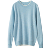 Women A/W 100% Cashmere Round Neck Sweater with White Collar And Hem