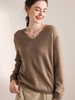 Women 100% Cashmere Pattern V Neck Sweater