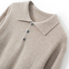 Men 100% Cashmere Polo Shirt with Mother of Pearl Buttons 